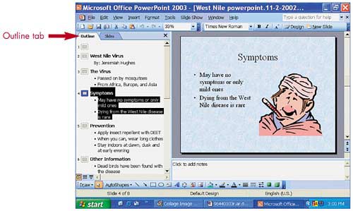 Building Presentations Using Outline View