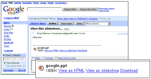 PowerPoint Player in Gmail