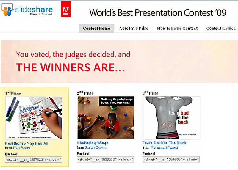 SlideShare’s World’s Best Presentation Contest for 2009