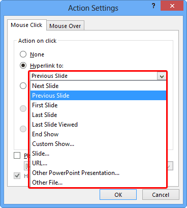 Hyperlinks for Action Buttons in PowerPoint 2013 for Windows