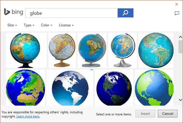 Insert Picture from Bing in PowerPoint 2016 for Windows