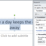 Translation in PowerPoint 2010 for Windows