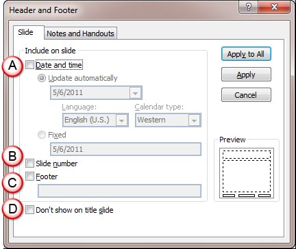 Learn PowerPoint 2010 for Windows: Add Headers and Footers to Slides