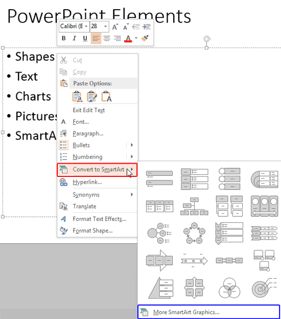 Learn PowerPoint 2013 for Windows: Convert Bulleted Text to SmartArt