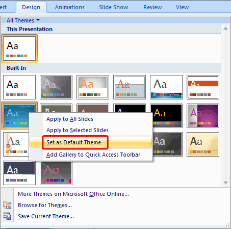 learn powerpoint 2007 for windows change the default ms powerpoint 2007 templates