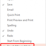 Touch/Mouse Mode in PowerPoint 2013 for Windows