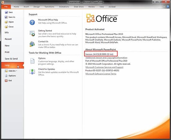 Identify 32-Bit Or 64-Bit In PowerPoint And Office 2010 For Windows