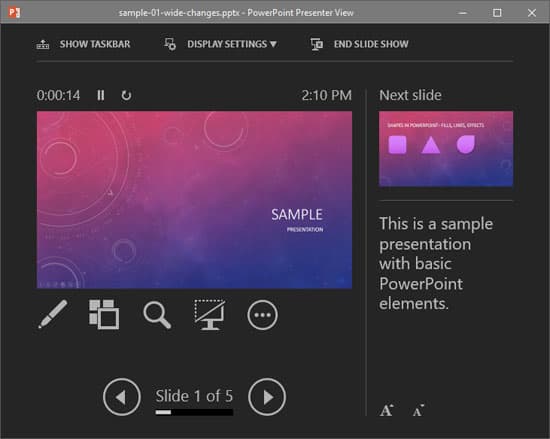Presenter View in PowerPoint 2016 for Windows
