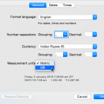 Change the Unit Of Measurement in Mac OS X