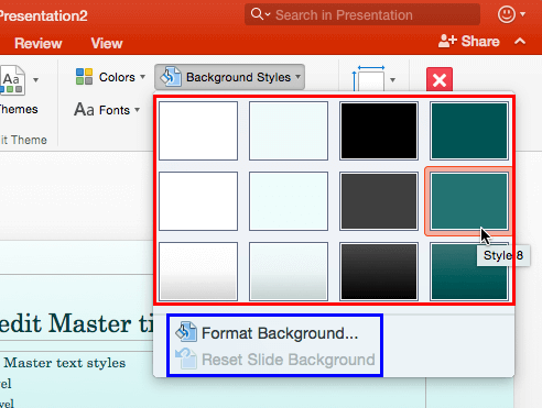 background layout style for PowerPoint Slide Change Styles Background Layouts in