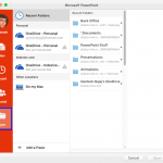 Open and Close Tabs in Backstage View in PowerPoint 2016 for Mac