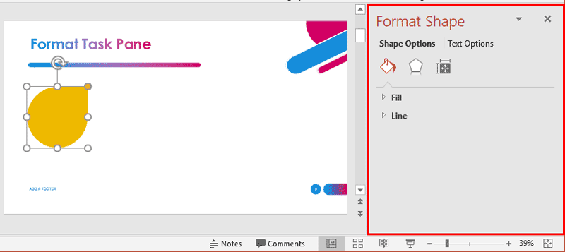 Format Task Panes in PowerPoint 2019 for Windows