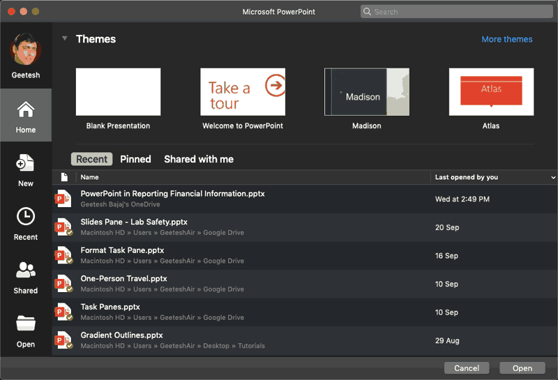 Changing Interface Color in PowerPoint 365 for Mac