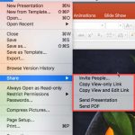 Share Tab of Backstage View in PowerPoint 2019 for Mac